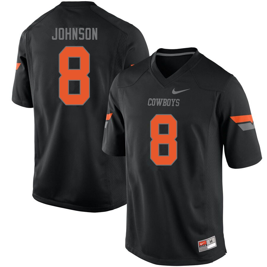 Men #8 Braydon Johnson Oklahoma State Cowboys College Football Jerseys Sale-Black - Click Image to Close